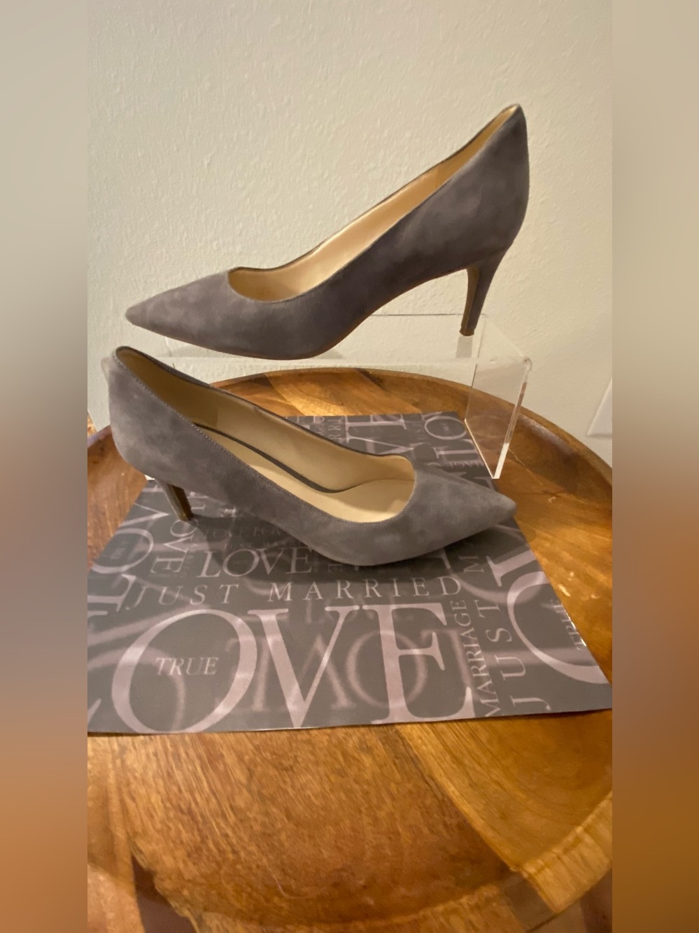 Nine West Gray Suede Pointed-Toe Pumps - Women's Dress Heels
